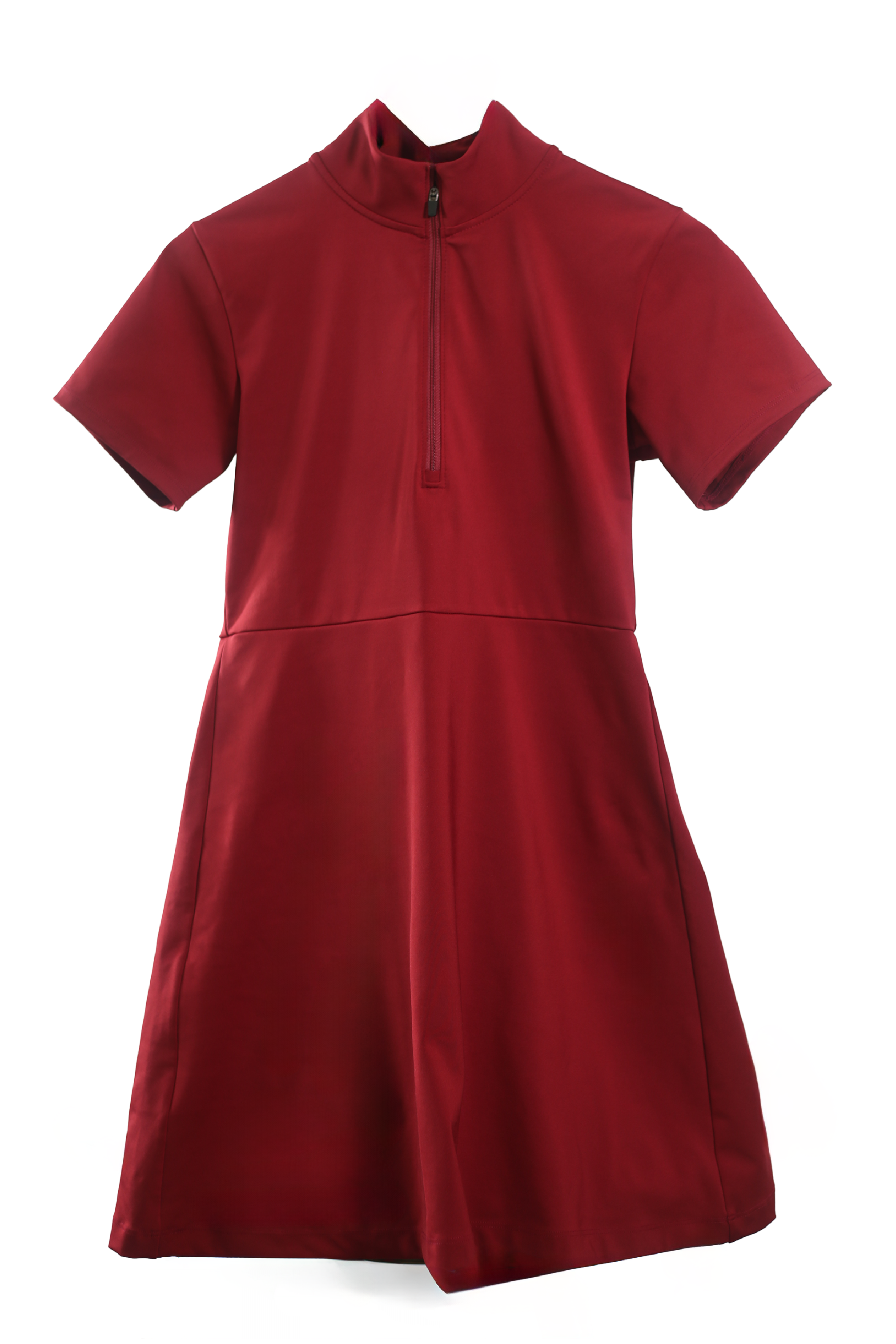 Betty Quarter Zip dress in red made from recycled performance fabrics and offering 4-way stretch, UV protection, and moisture-wicking for versatility, comfort and flexibility. 